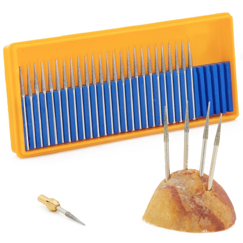 JINGLING 2.5mm Diamond Grinding Head Tapered Bits Carving Burrs Shank 3/32â€œ for Nail Drill Pack of 30Pcs - Image 4